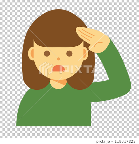 Illustration of a woman looking with a troubled face Illustration of a woman looking with a troubled face 119317825