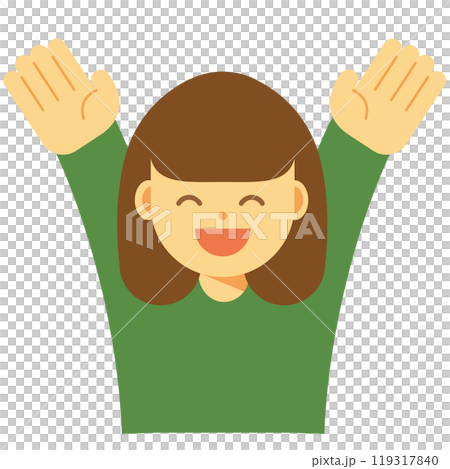 一個微笑的女人說萬歲的圖標 一個微笑的女人說萬歲的圖標 119317840