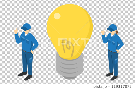 等距插圖：受啟發的工廠工人 119317875