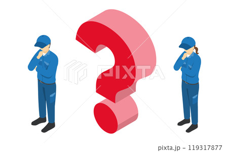 アイソメトリックイラスト：考える工場作業員 119317877