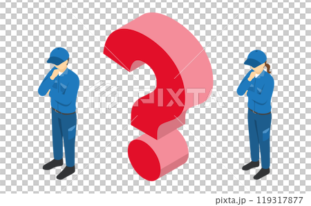 アイソメトリックイラスト：考える工場作業員 119317877