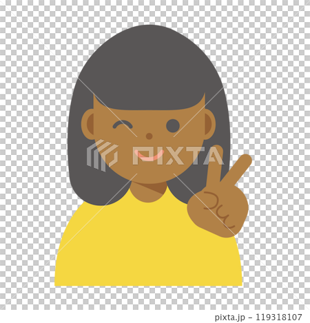 一個女人和平相處並眨眼的插圖 一個女人和平相處並眨眼的插圖 119318107