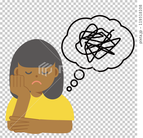 Illustration of a woman who can't think clearly Illustration of a woman who can't think clearly 119318108