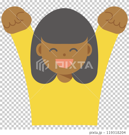 一個微笑的女人舉起雙拳的圖標 一個微笑的女人舉起雙拳的圖標 119318204