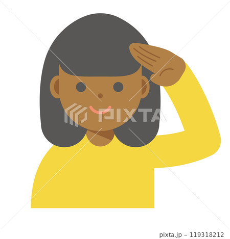 敬礼する笑顔の女性のイラスト 敬礼する笑顔の女性のイラスト 119318212