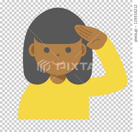 一個微笑的女人敬禮的插圖 一個微笑的女人敬禮的插圖 119318212