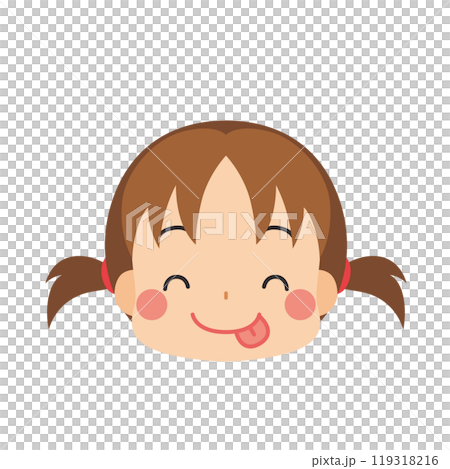 一個可愛的小女孩的表情符號插圖,帶有美味的表情圖標面部表情白色背景向量 一個可愛的小女孩的表情符號插圖,帶有美味的表情圖標面部表情白色背景向量 119318216