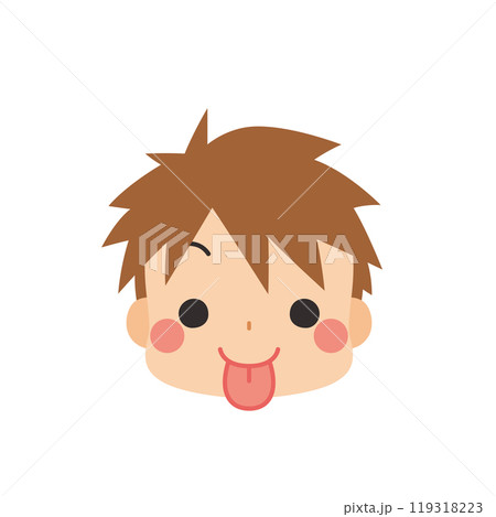 舌を出す可愛い小さな男の子の絵文字イラスト アイコン 顔 表情 白背景 ベクター 舌を出す可愛い小さな男の子の絵文字イラスト アイコン 顔 表情 白背景 ベクター 119318223
