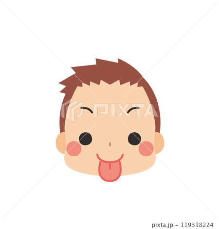 舌を出す可愛い小さな男の子の絵文字イラスト アイコン 顔 表情 白背景 ベクター 舌を出す可愛い小さな男の子の絵文字イラスト アイコン 顔 表情 白背景 ベクター 119318224