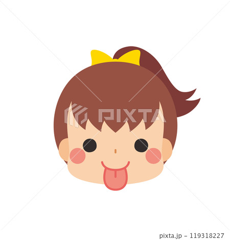 舌を出す可愛い小さな女の子の絵文字イラスト アイコン 顔 表情 白背景 ベクター 舌を出す可愛い小さな女の子の絵文字イラスト アイコン 顔 表情 白背景 ベクター 119318227