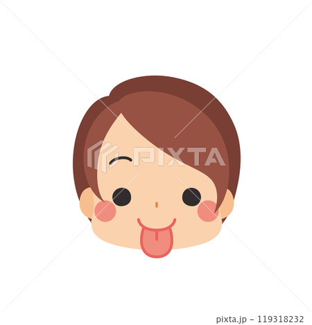 舌を出す可愛い小さな女の子の絵文字イラスト アイコン 顔 表情 白背景 ベクター 舌を出す可愛い小さな女の子の絵文字イラスト アイコン 顔 表情 白背景 ベクター 119318232