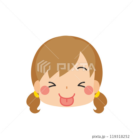 目を瞑って舌を出す可愛い小さな女の子の絵文字イラスト アイコン 顔 表情 白背景 ベクター 目を瞑って舌を出す可愛い小さな女の子の絵文字イラスト アイコン 顔 表情 白背景 ベクター 119318252