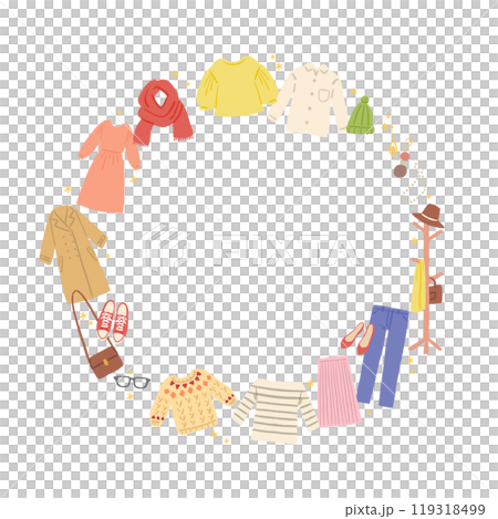 A frame of illustrations of various clothes and fashion items 119318499