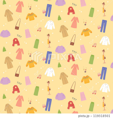 いろんな洋服のイラストのパターン 119318501