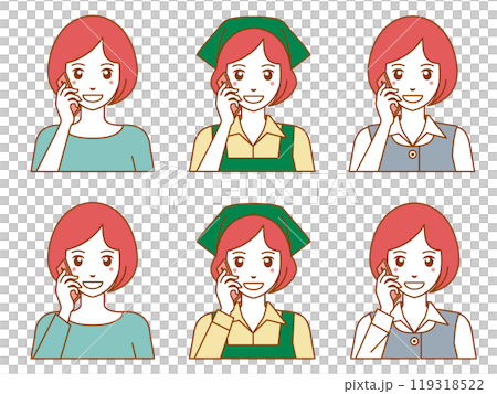 一位女士擁有透過智慧型手機撥打電話的快捷方式 119318522