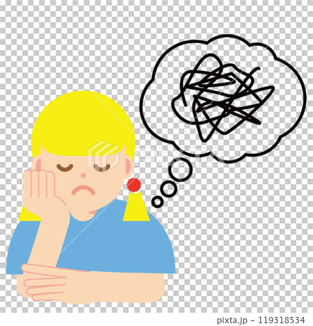 Illustration of a woman who can't think clearly Illustration of a woman who can't think clearly 119318534