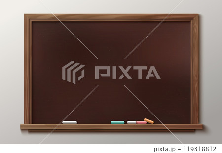 School blackboard isolated on wall background 119318812
