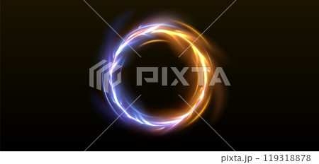 Vs fire effect circle frame. Flame light ring 119318878