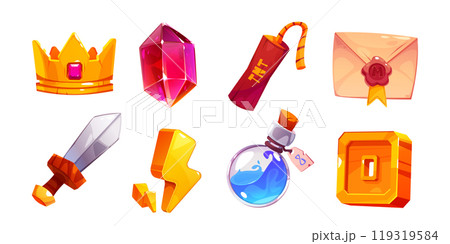 Game ui interface icon cartoon vector element set 119319584