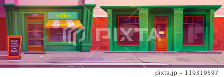 Cafe shop street exterior vector city storefront 119319597
