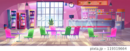 School canteen interior with food vector cartoon School canteen interior with food vector cartoon 119319664