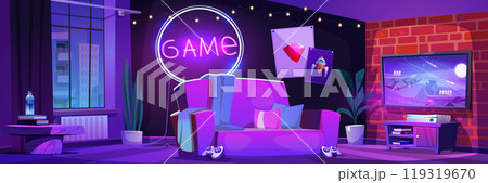 Gamer tournament night cartoon illustration vector 119319670