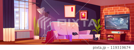 Modern room interior with video game on tv 119319674