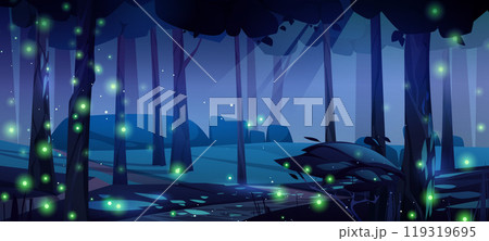 Night forest background with green fireflies Night forest background with green fireflies 119319695