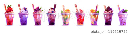 Milk tea bubble drink vector juice cup cartoon Milk tea bubble drink vector juice cup cartoon 119319733