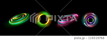 Neon optical halo flares with light glow vector 119319768