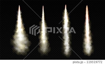 Rocket launch smoke trail with fire flame vector 119319772