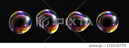 3d glass or soap transparent rainbow spheres 119319779