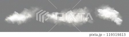 Transparent vector white cloud sky realistic set 119319813