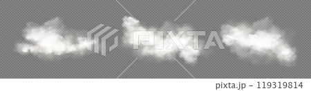 Realistic clouds set on transparent background Realistic clouds set on transparent background 119319814
