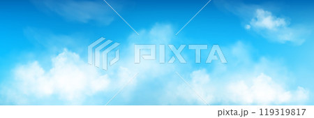 3d realistic sky background with fluffy cloud 119319817