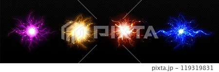 Realistic bolt circle with lightning explosion 119319831