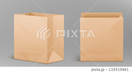Brown paper lunch bag for food vector mockup icon 119319861