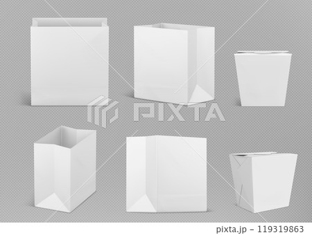 White paper bag and food container mockups 119319863
