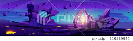 Portal on night space planet vector background 119319946