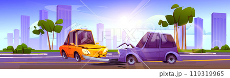Car crash accident on city road traffic vector 119319965