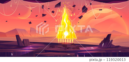 Fantasy portal on Mars planet vector landscape 119320013