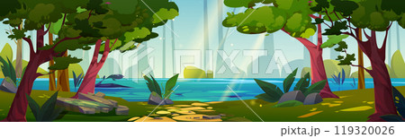 Path to forest river nature landscape background Path to forest river nature landscape background 119320026