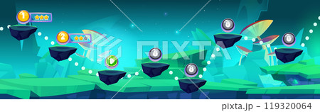 Arcade game map on fantasy forest background 119320064