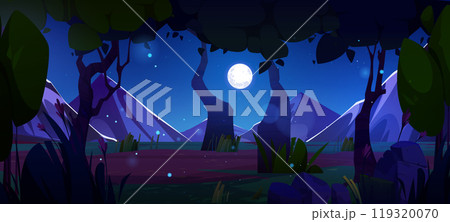 Night forest landscape with swamp 119320070