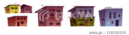 Poor ghetto city street house vector building set 119320150