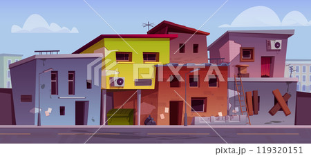 Poor abandoned houses in ghetto district 119320151