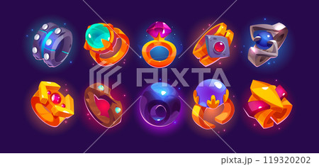 Fantasy medieval gold ring ui game icon vector Fantasy medieval gold ring ui game icon vector 119320202