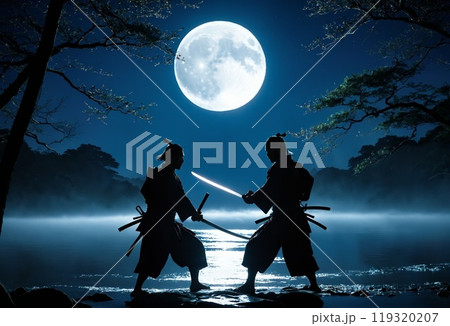 月明かりに照らされた武士の戦い 月明かりに照らされた武士の戦い 119320207
