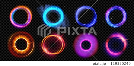 Optical halo flares with neon light vector effect 119320249