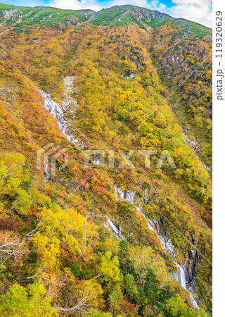 【長野県】中央アルプス駒ケ岳ロープウェイから眺める斜面の紅葉 119320629